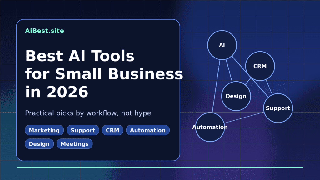 Best AI tools for small business in 2026 editorial graphic